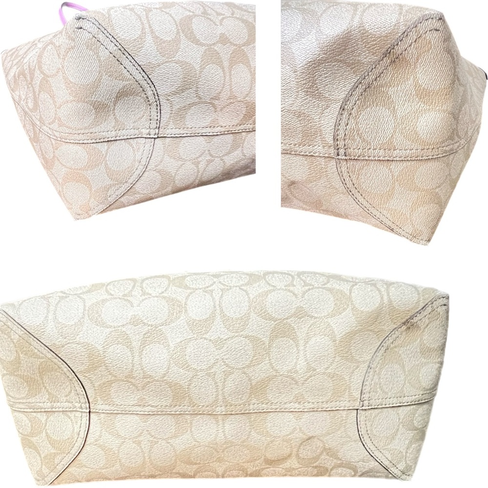 Coach 5696 City Tote In Signature Canvas IN Light Khaki Ice Purple - Picture 4 of 8
